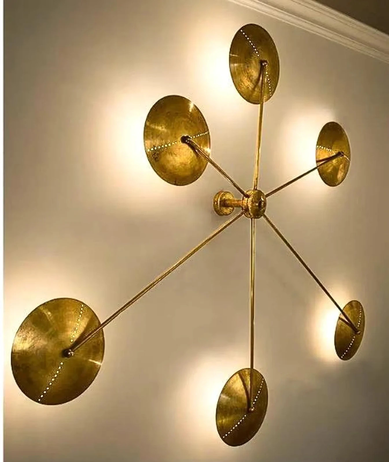 Brass Sputnik Chandelier Mid Century Modern Starburst Ceiling Light Fixture