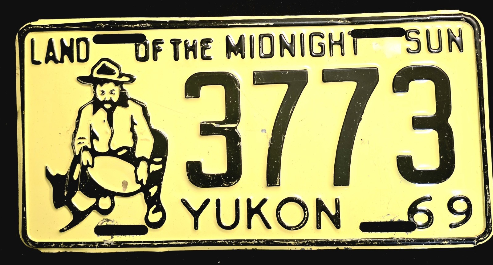 Vintage 1969 Yukon Midnight Sun License Plate 3773 Single Survivor