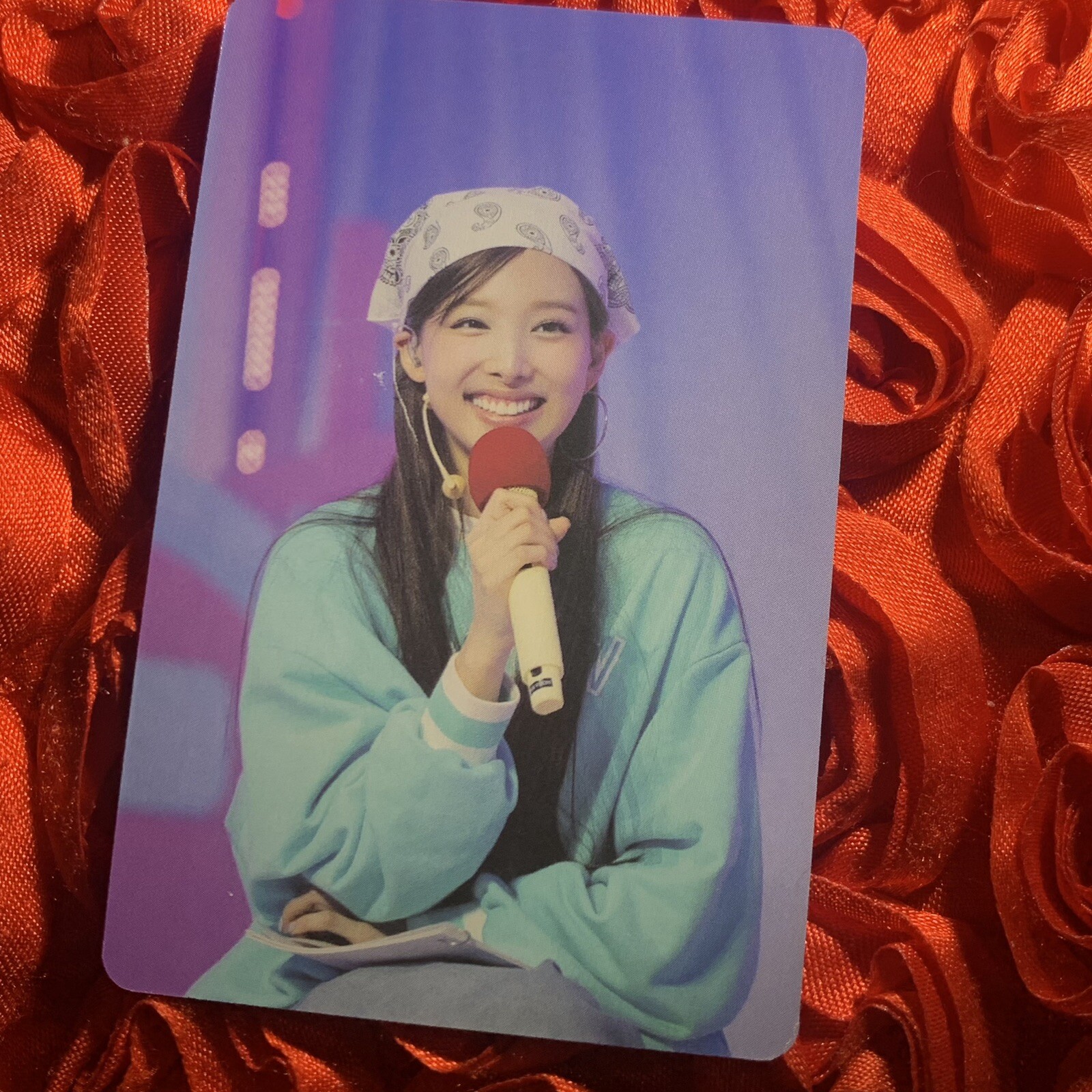 NAYEON TWICE 2024 Suits Celeb K-pop Girl Photo Card Bandanna Blue