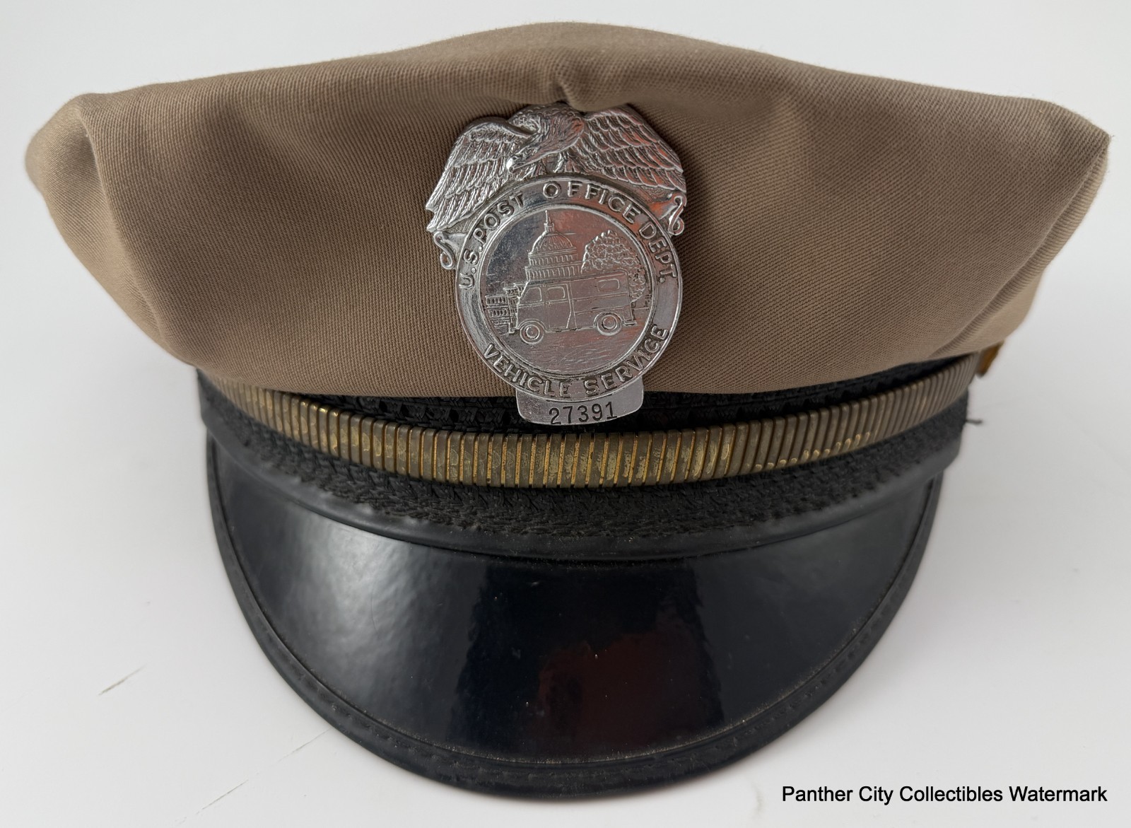 Vintage 1950s U.S. Post Office Uniform Cap Visor Vehicle Service Badge