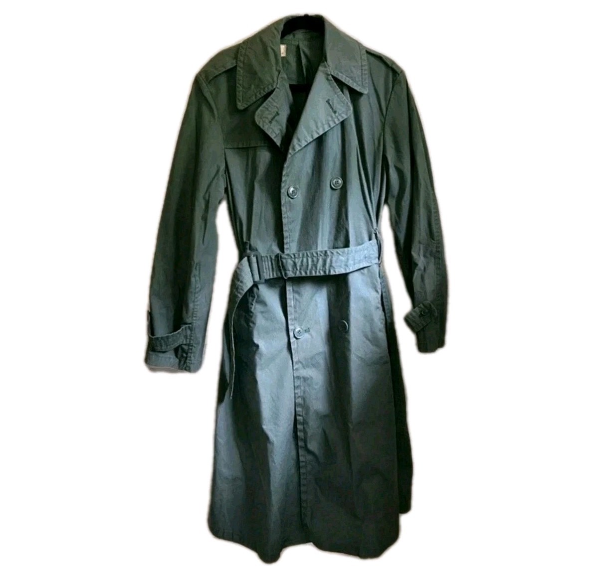 Vintage 1960s U.S. Army Rain Trench Coat Jacket Men's 38R Vietnam War Era Belted