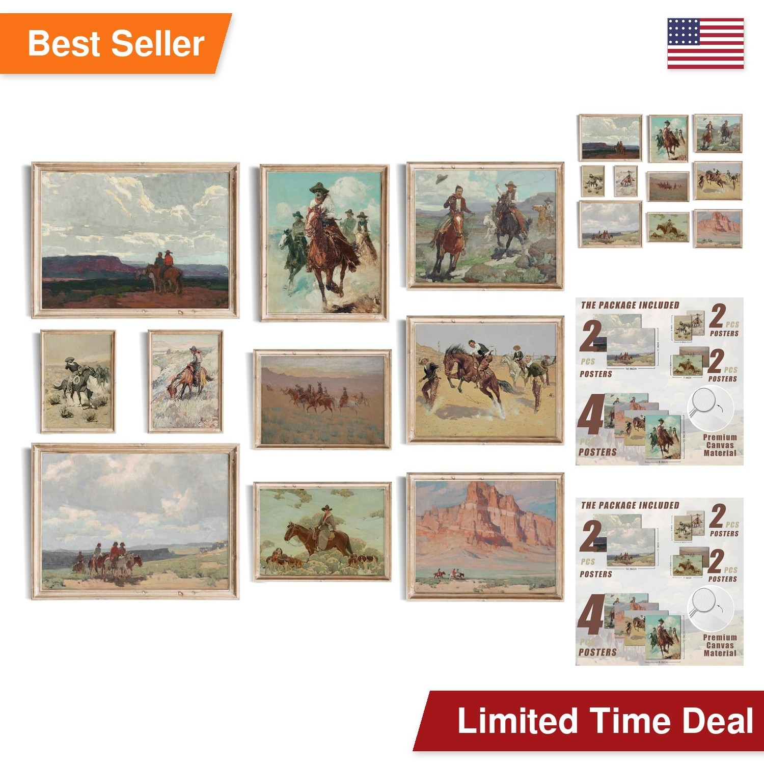 Uniro Western Decor Vintage Western Cowboy Wall Art, Farmhouse Wall Decor Cowboy