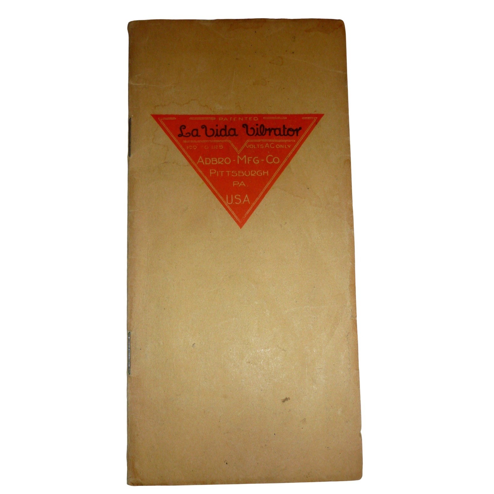 Antique 1915 La Vida Vibrator Manual Adbro Mfg Pittsburgh Medical Ephemera Quack