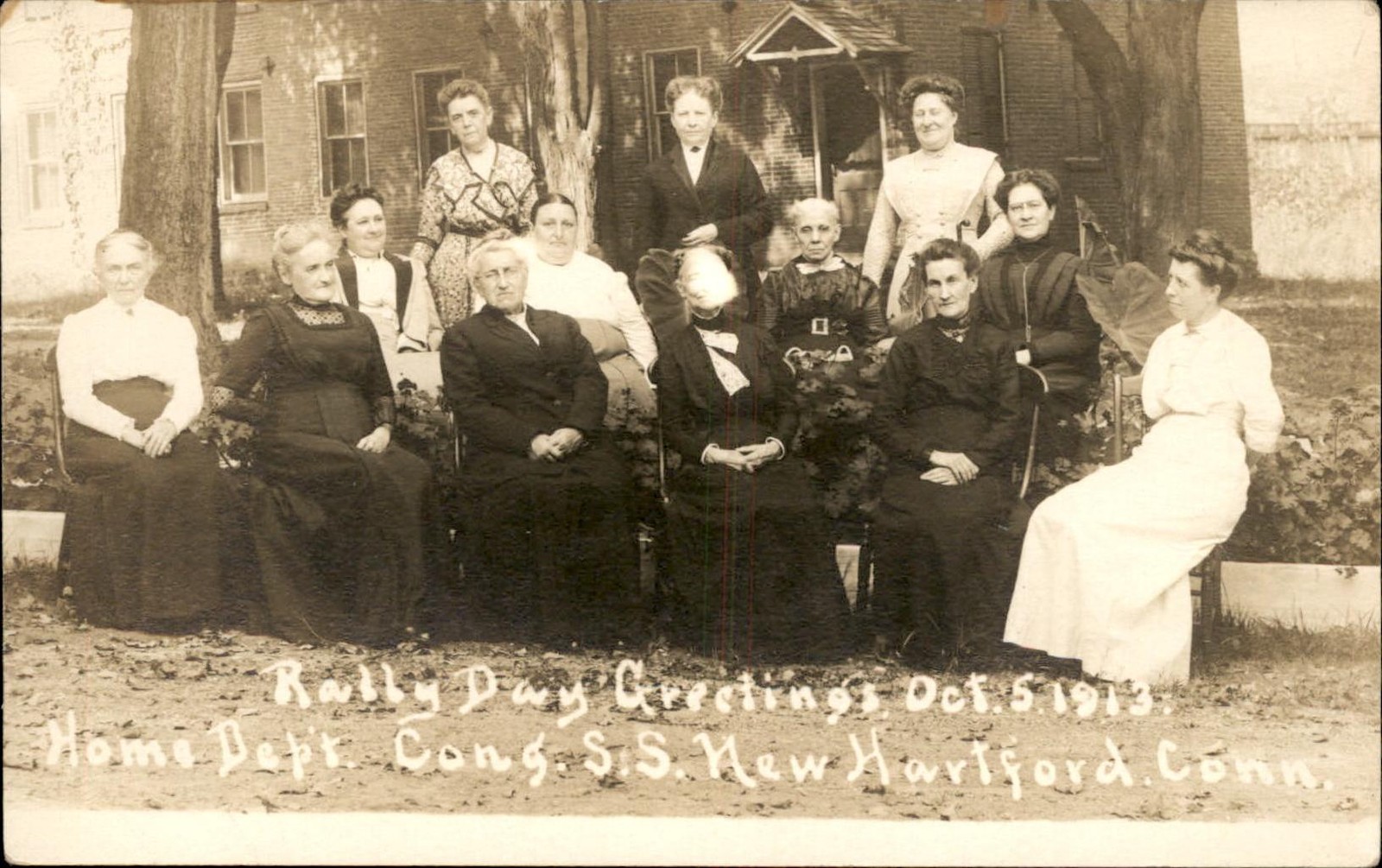 New Hartford CT Rally Day Greetings Group c1910s Real Photo Vintage Postcard bhn