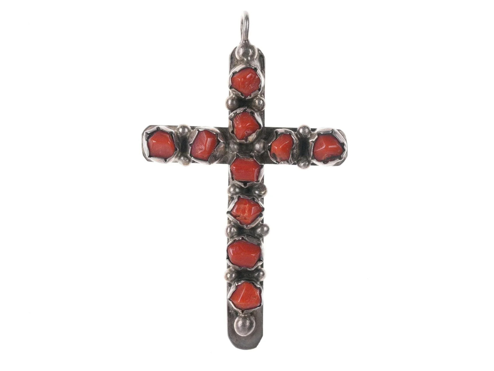 Vintage Native American Sterling coral cross