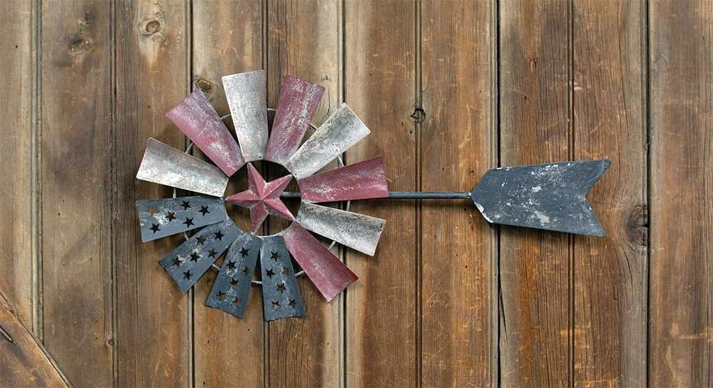 Distressed Americana Windmill Wall Art