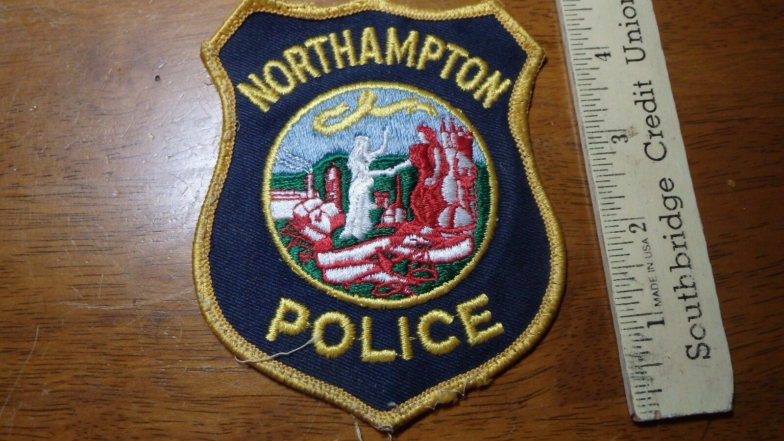 vintage northampton  massachusetts collectible obsolete shoulder patch  bx c #15