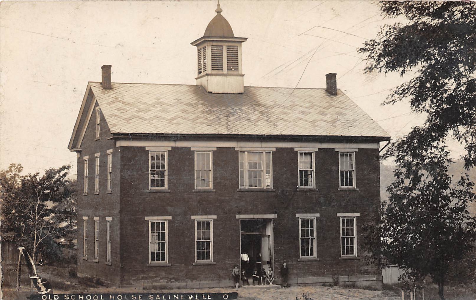E63/ Salineville Ohio RPPC Postcard c1910 Old School House Building