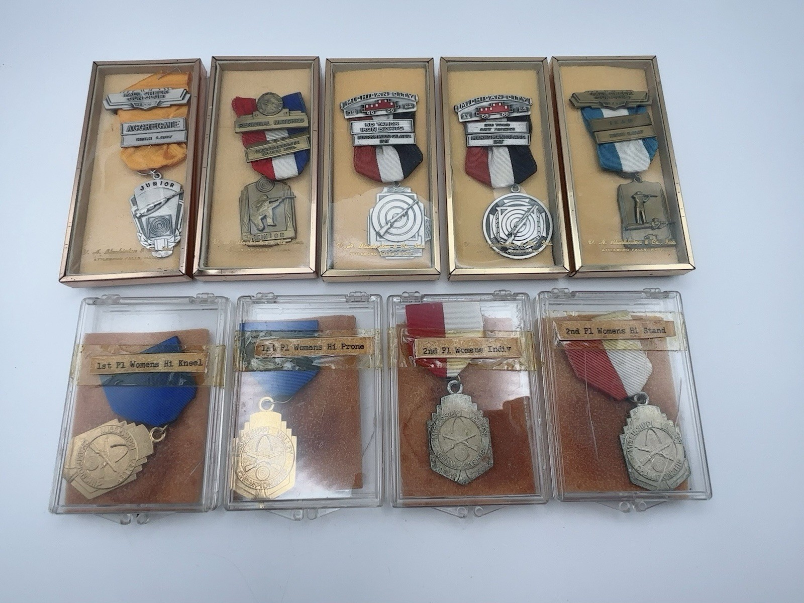 Lot Of 9 Antique Sharpshooter Marksmen Medals Awards