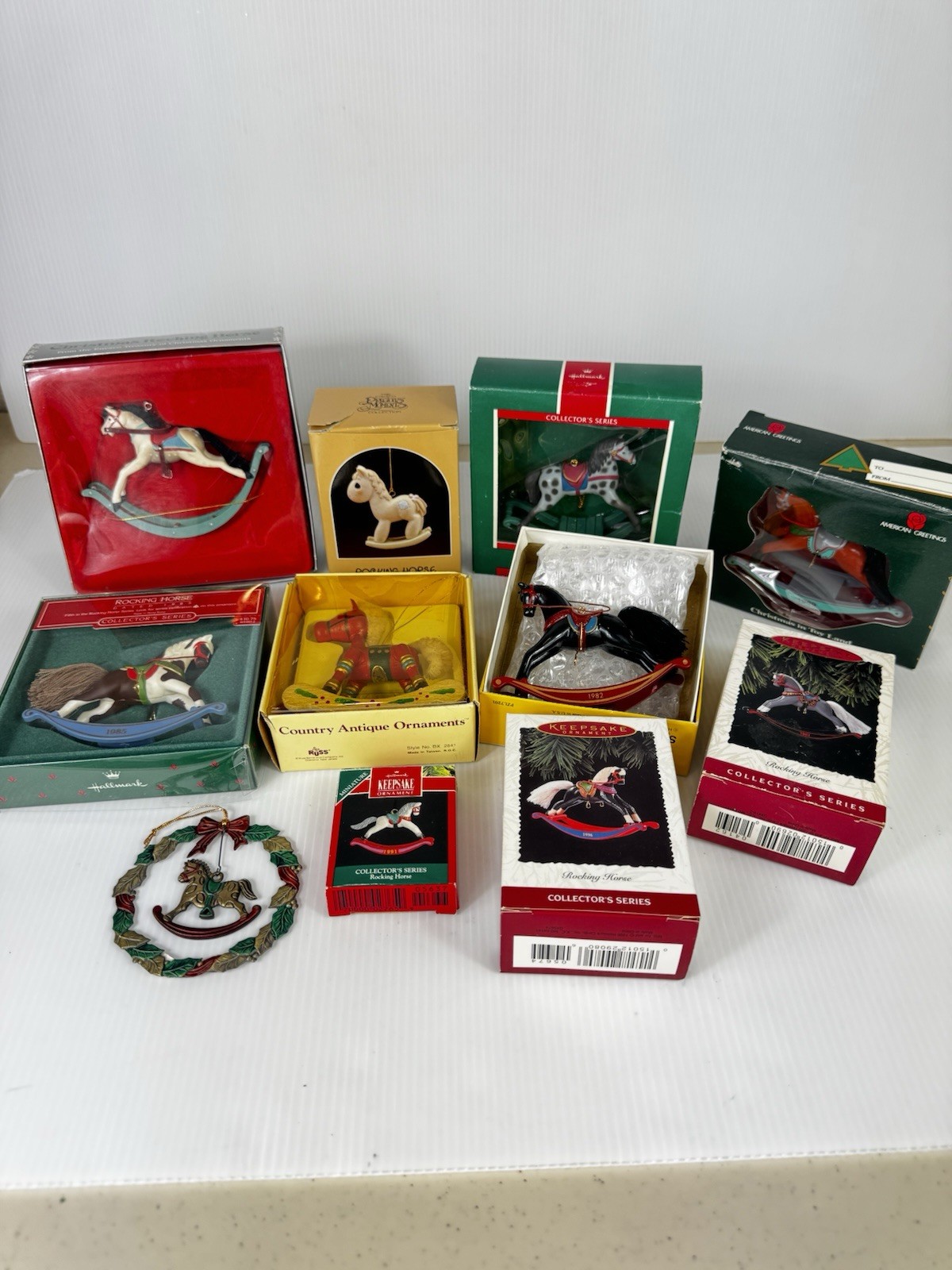 Rocking Horse Christmas Ornaments VTG Lot Of 11 Hallmark Enesco Russ