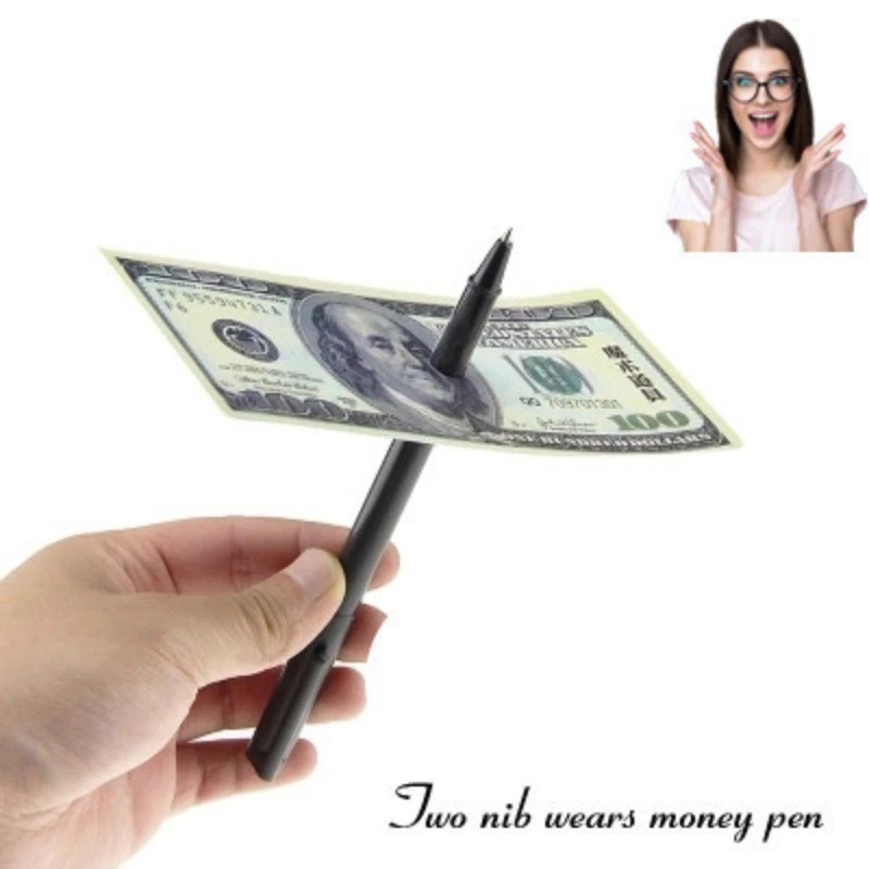 New Magic Trick Mystery Pen Through Dollar Bill Street Magician\'s Props
