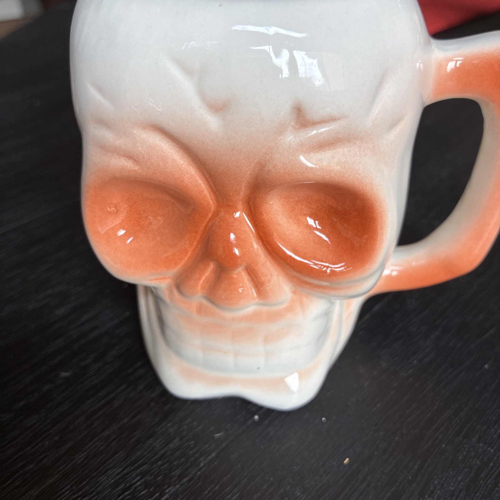 Vintage DW 120 Skull TIKI Mug White/Rust China EUC Spooky Head