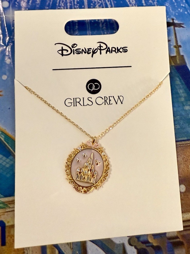 Disney Parks 2026 Girls Crew Castle Fireworks Enamel Rhinestone Necklace NEW