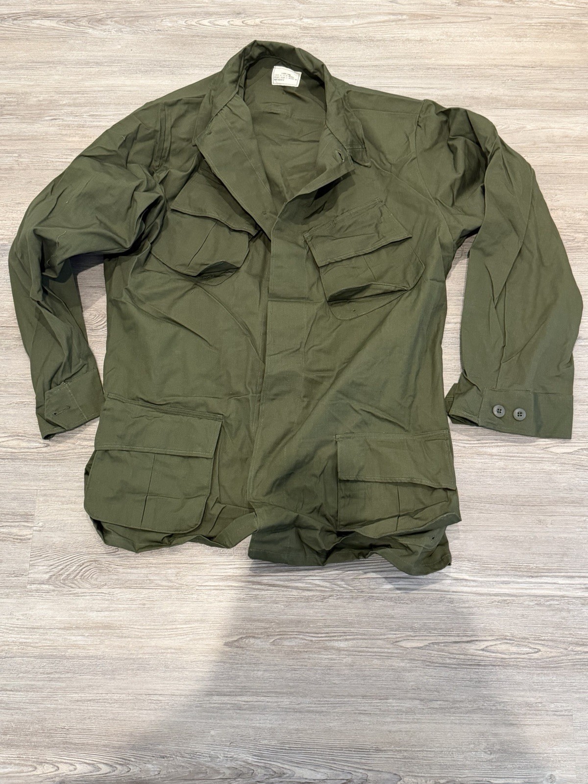 VINTAGE VIETNAM ORIGINAL JUNGLE JACKET  SIZE LARGE LONG RIPSTOP DEADSTOCK OG 107