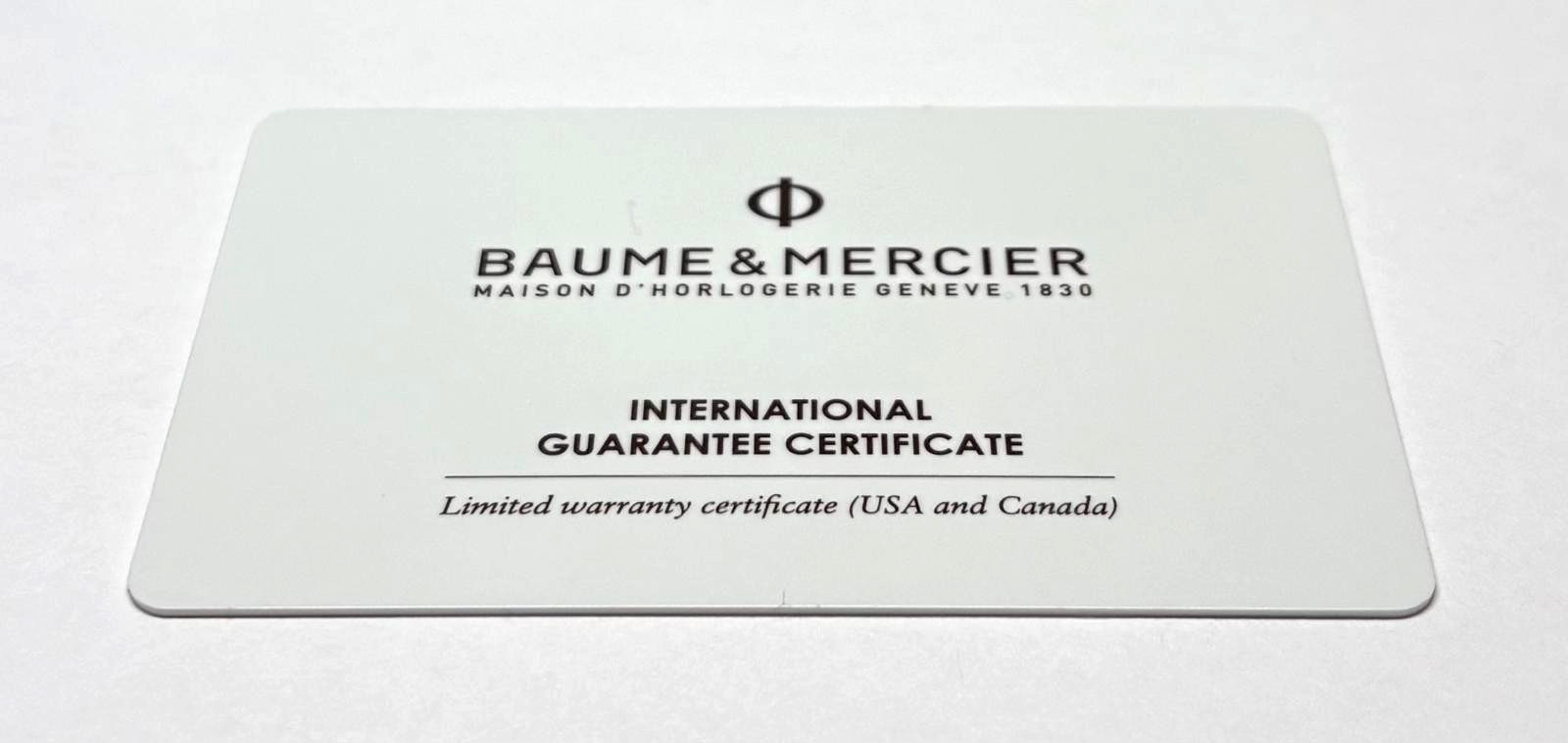 Baume & Mercier Blank Warranty Certificate International Guarantee OEM Original