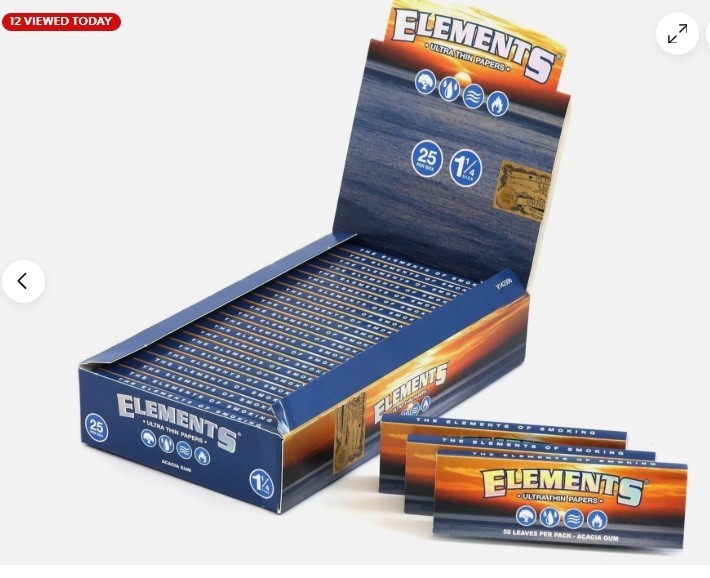 ELEMENTS 25 PACK 1 full BOX ELEMENTS 1 1/4  ULTRA THIN RICE ROLLING PAPERS