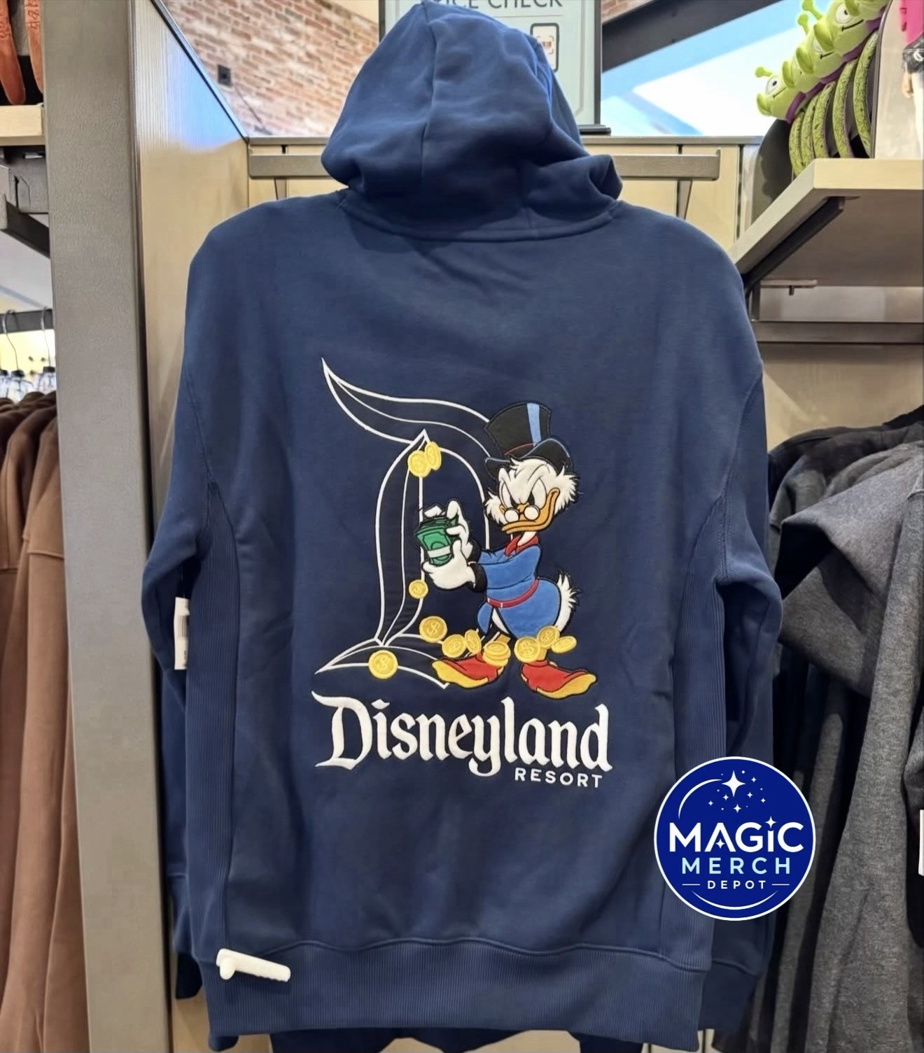 NWT 2026 Disneyland Classic D Scrooge McDuck Navy Pullover Hoodie ALL SIZES