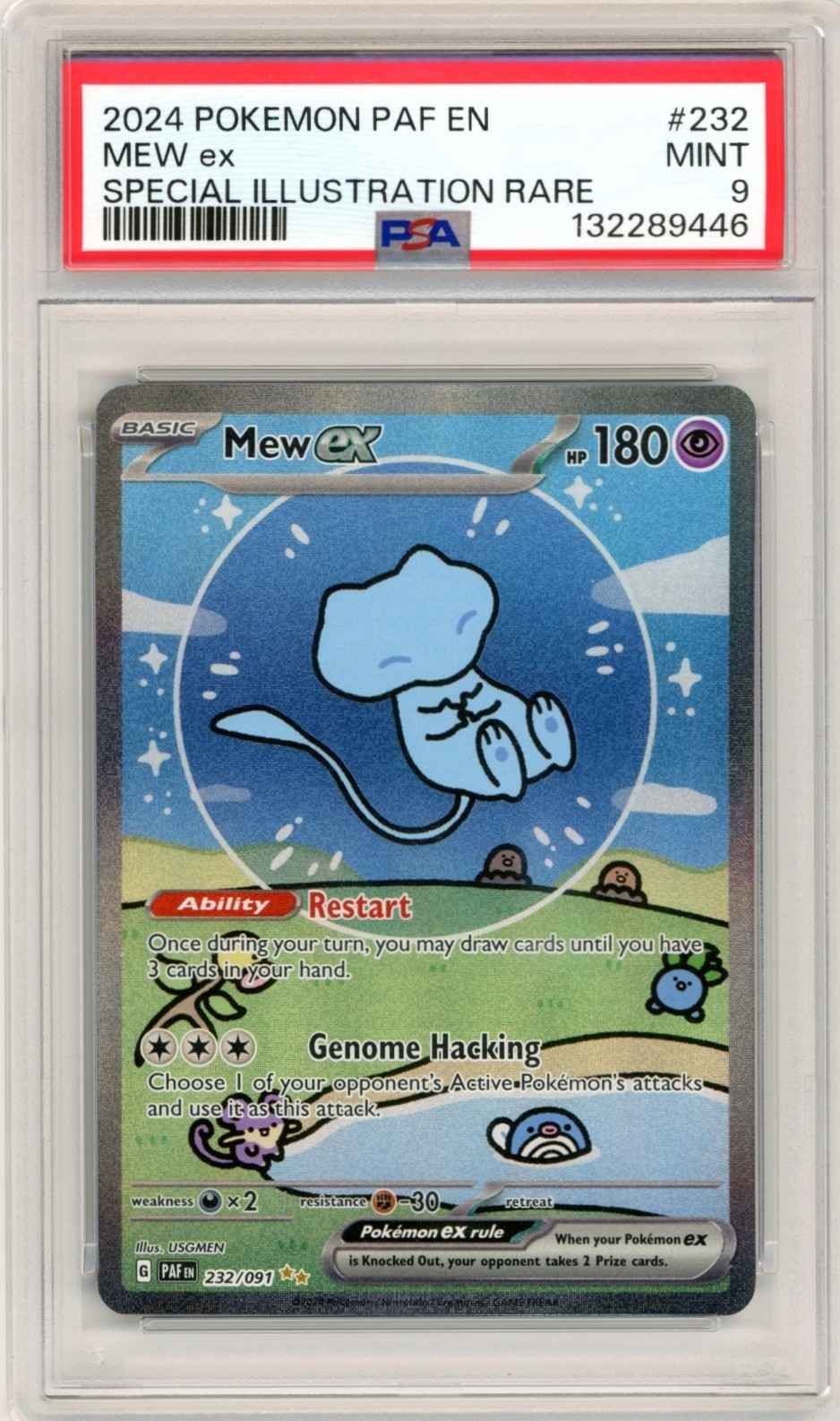 2024 Pokemon Paldean Fates EN MEW EX SIR 232/091 Graded PSA 9
