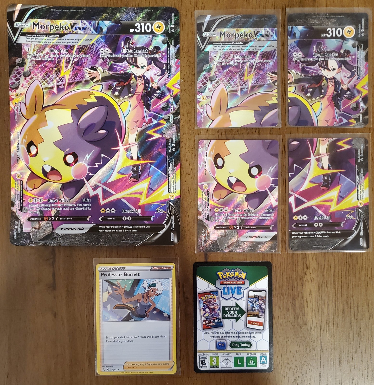 Pokemon TCG Morpeko V-Union 4 Piece Promo, Jumbo Card, Trainer Promo, Code Card