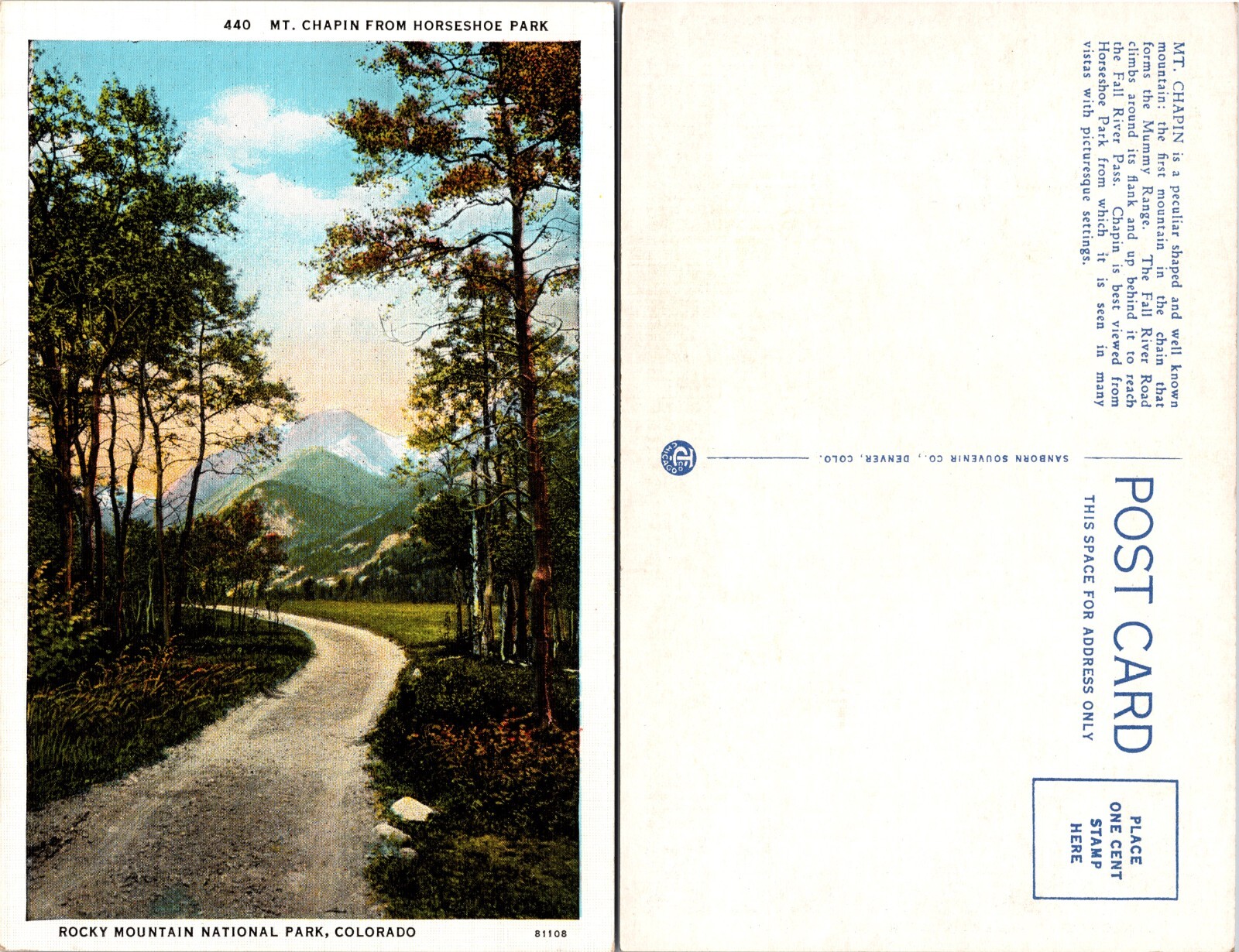 Mount Chapin from Horseshoe Park Colorado CO Postcard