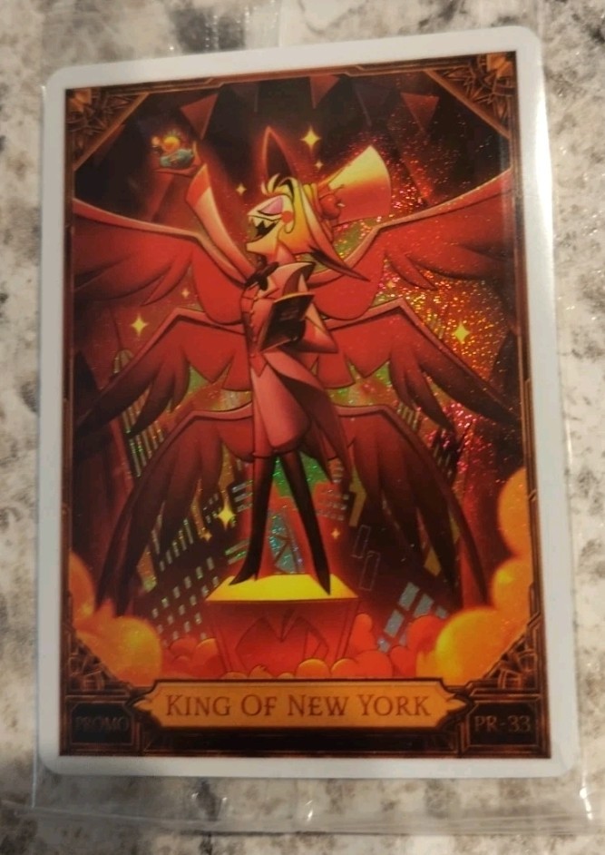 Hazbin Hotel Promo Trading Card PR-33 King of New York Lucifer NYCC (in hand) 