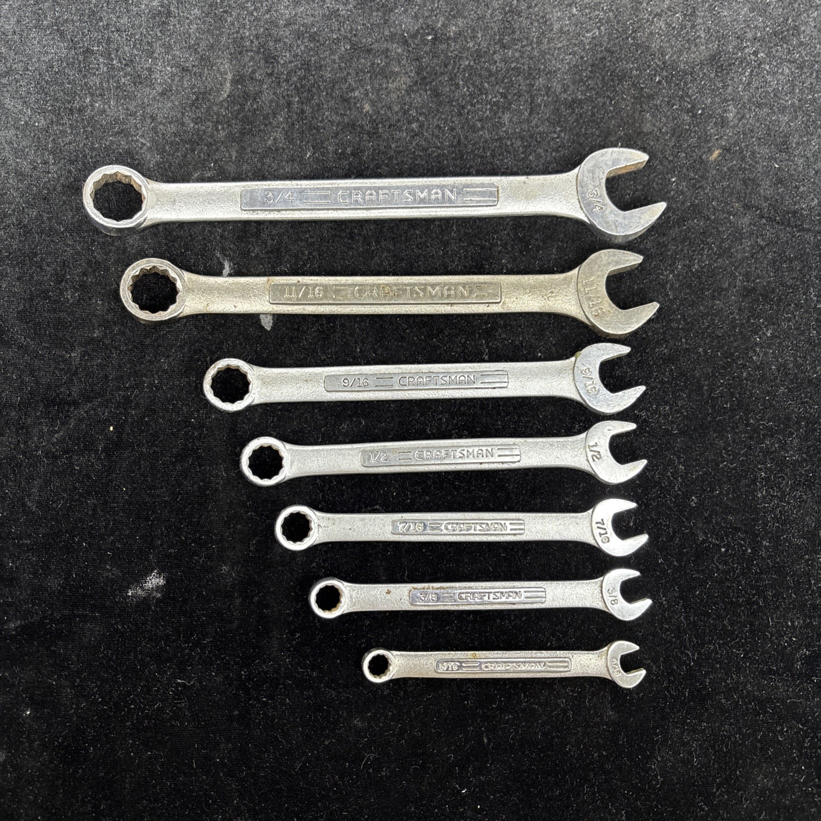 7 pc Craftsman Wrench Set V Serie Vintage SAE 5/16,3/8,7/16,1/2,9/16,11/16,3/4 ￼