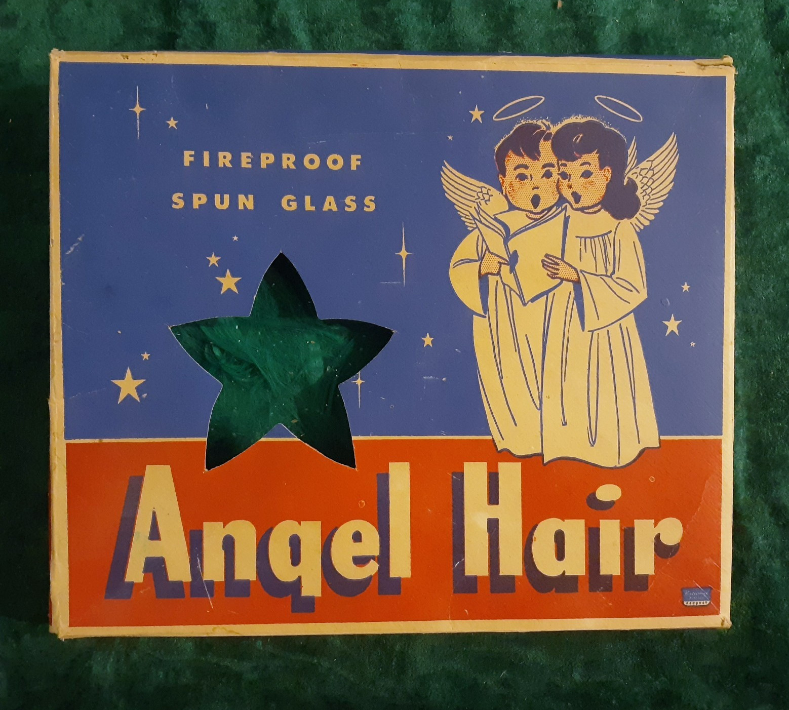 Vintage 1950s National Tinsel Curly Angel Hair - Green - Christmas - New In Box