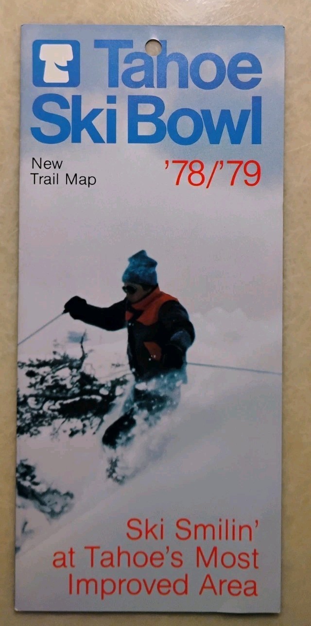 Tahoe Ski Bowl Trail Map 1978-79 Visitor Guide Fold Out Map Vintage Advertising 