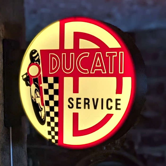 Ducati Service  Double Sided Motorcycle Wall Sign Light, Red/White 9