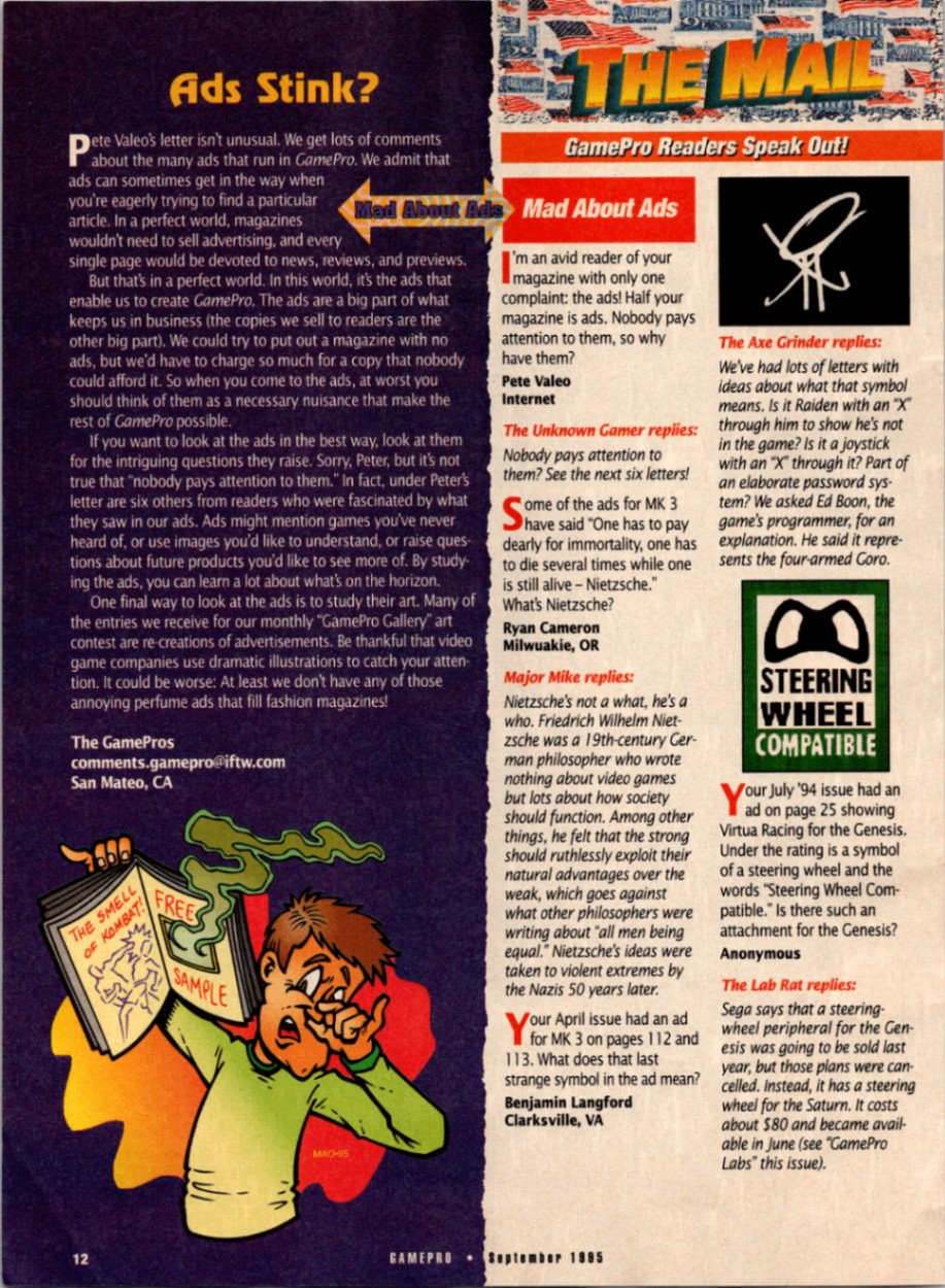 GamePro Magazine Advertisement Poster 8x11 Vintage 1995 Editorial Cartoon Print