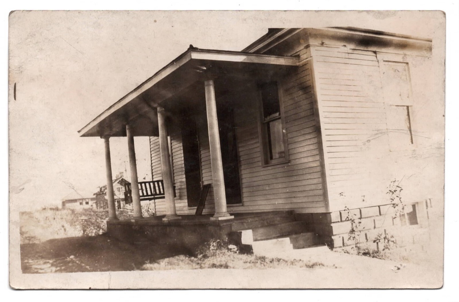 1910s Rustic House RPPC Real Photo Postcard Home OH Swing Pillars CYKO VTG 