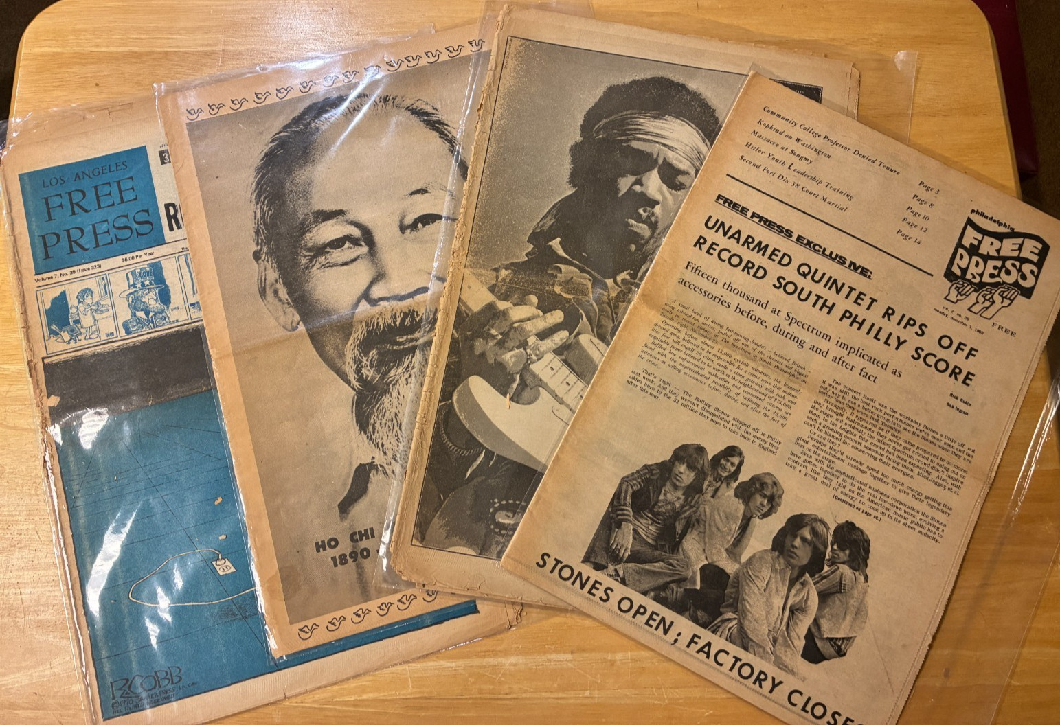 4 Vintage Underground Newspapers Lot 1969 Jimi Hendrix Ho Chi Minh Free Press