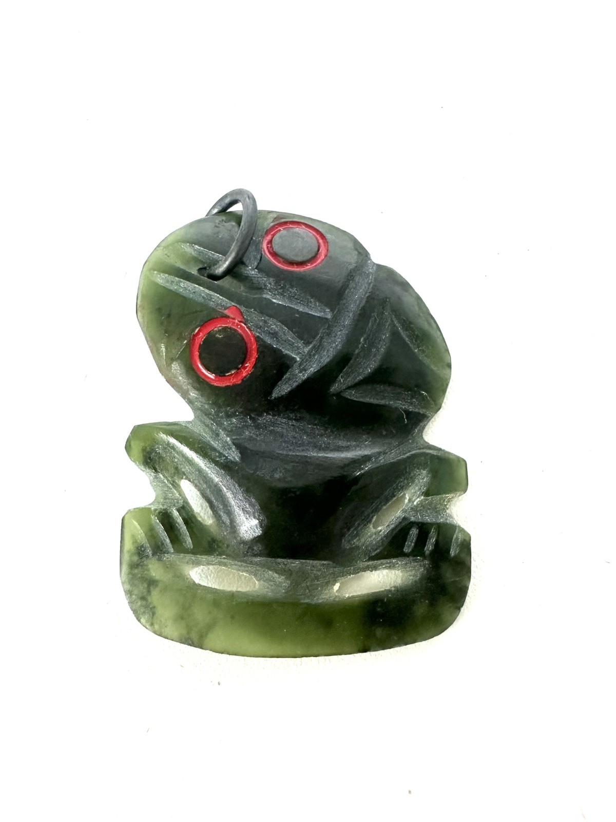 Antique c1920s New Zealand Maori Nephrite Jade Hand Carved Hei Tiki pendant