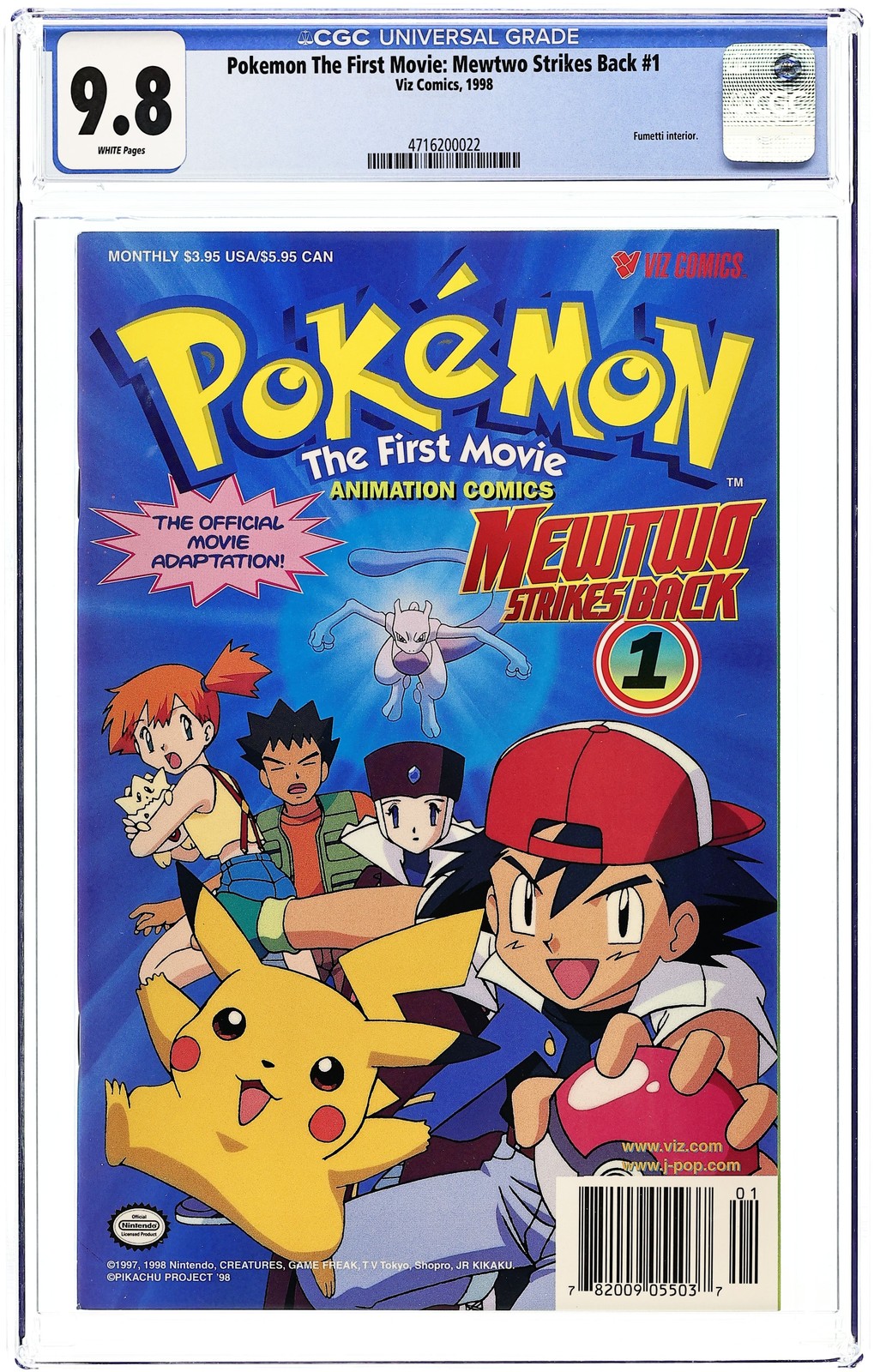 Pokemon The First Movie Mewtwo Strikes Back #1 CGC 9.8 1998 4716200022