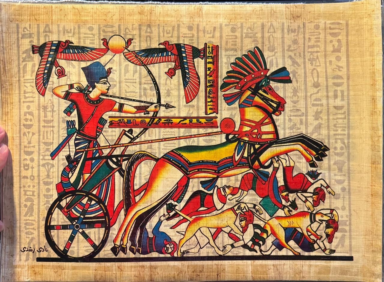 Egyptian Papyrus Art Isis & Hathor – Handmade Egypt Papyrus -Hieroglyphics Wall