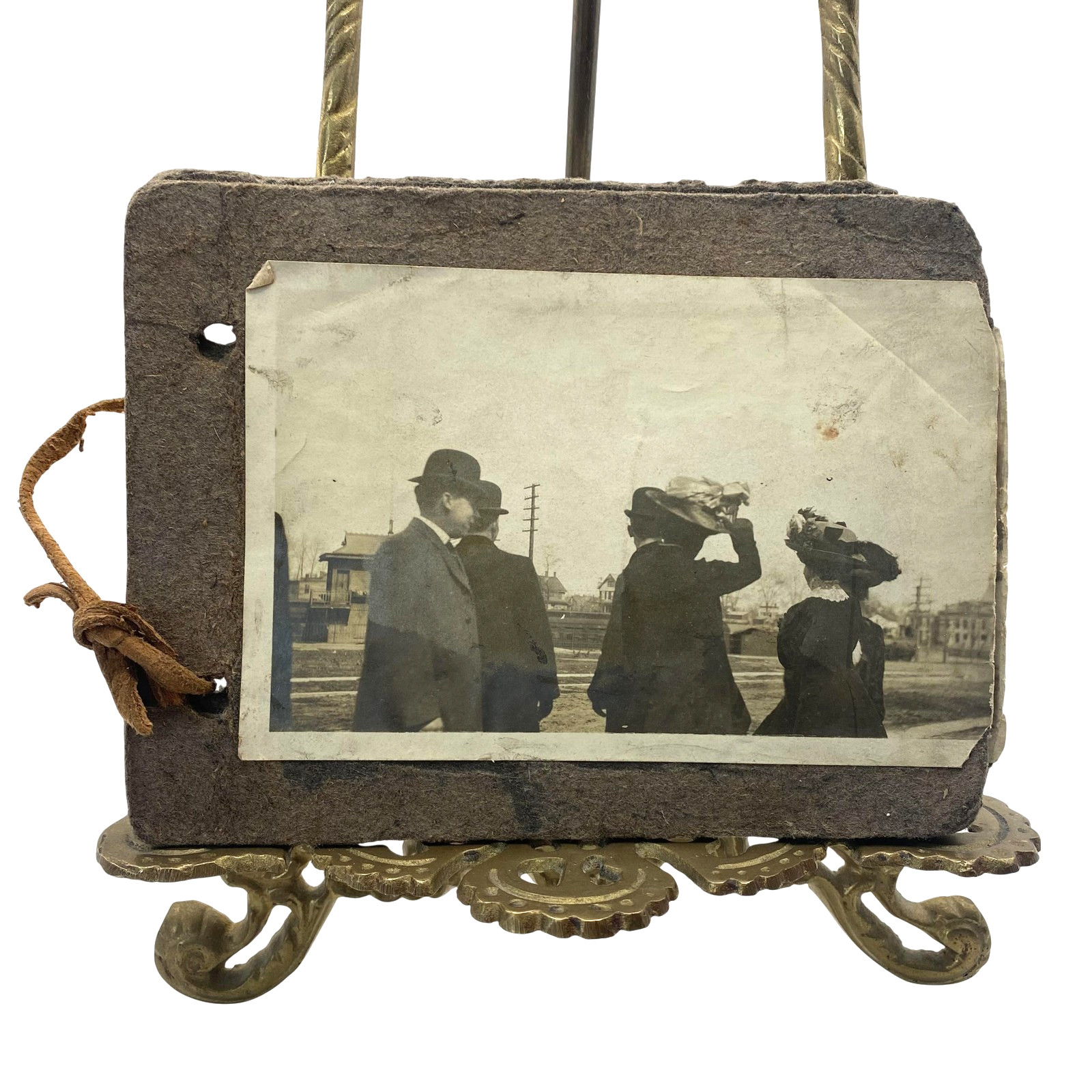 Antique 1910s Family Dog Snapshot Photo Album 4.5x5.5 Sepia Gelatin 9 Photos