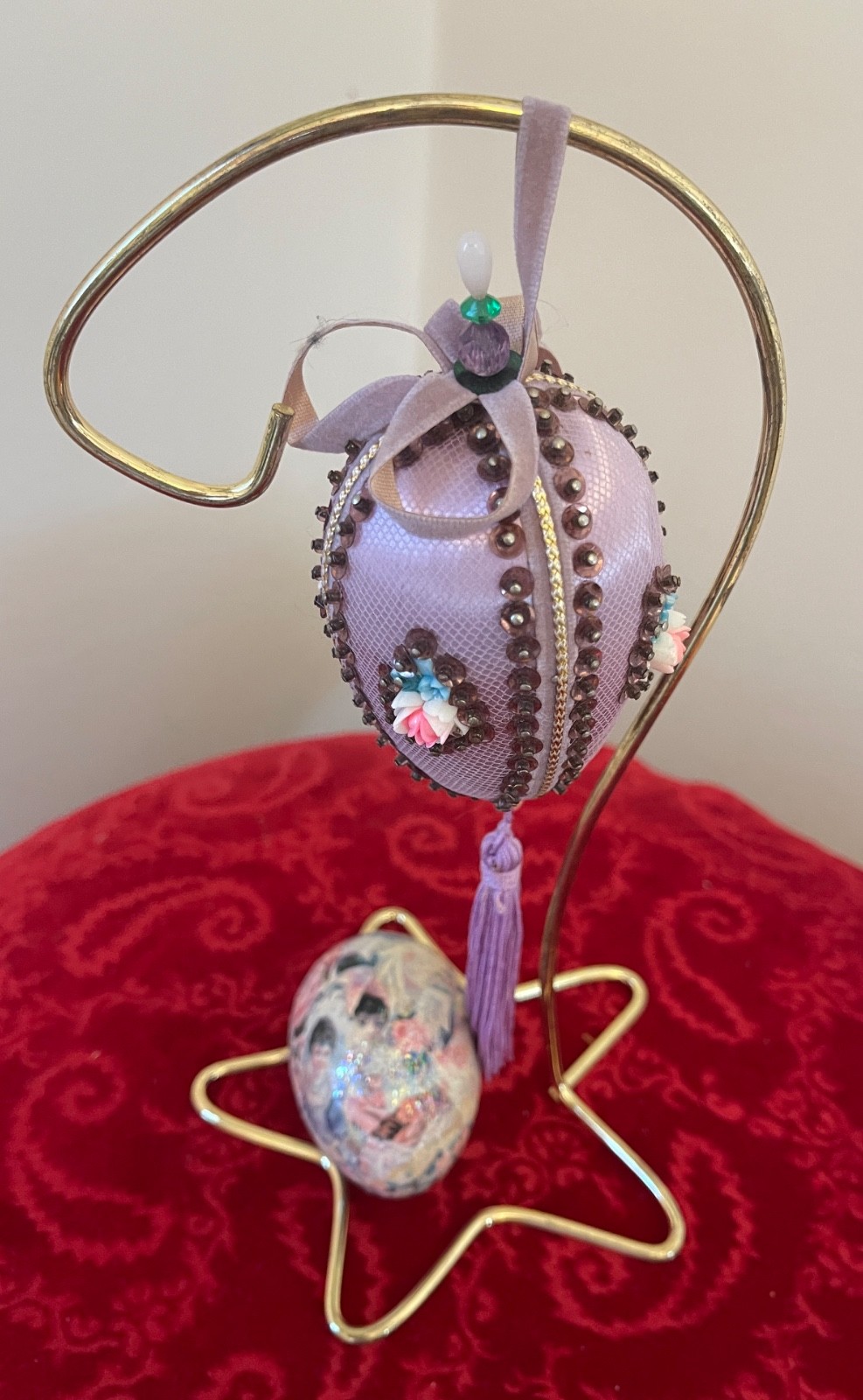 Victorian Paper Mâché Easter Egg Antique Plus Decorated Egg  - Lot of 2