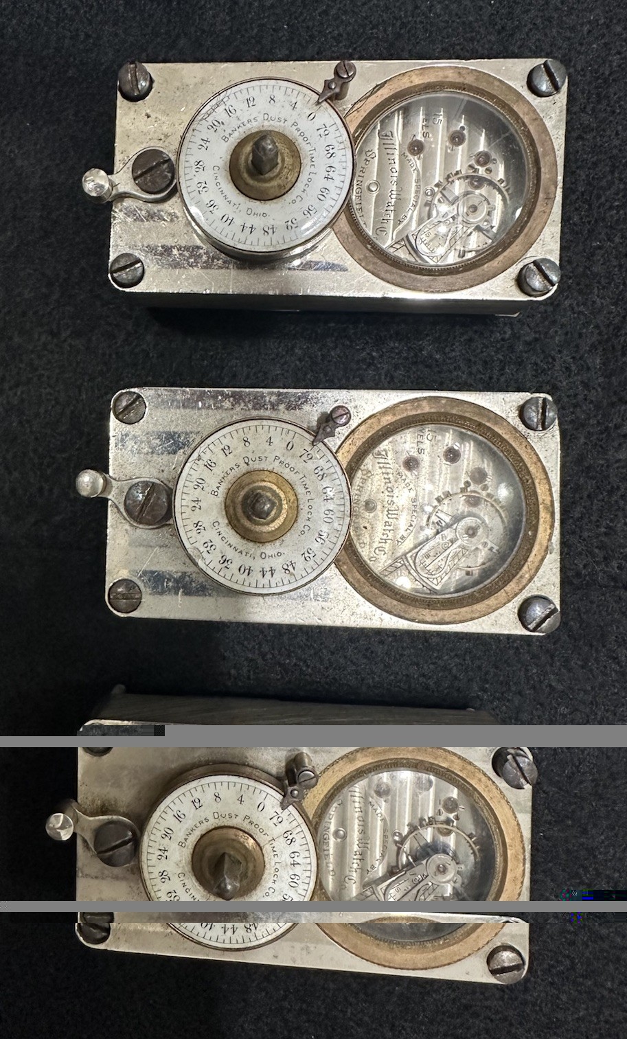 Antique Bankers Dust Proof Time Lock Safe Vault 3 Illinois Movements