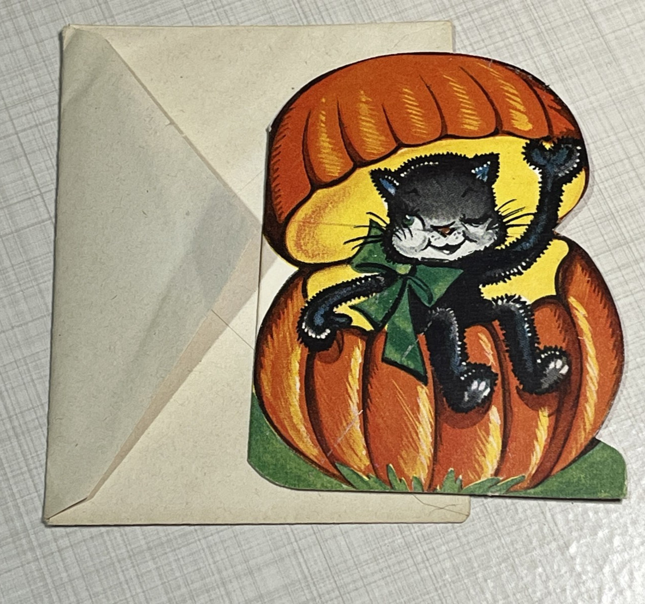 Vintage 1940s-50s A-Meri-Card Halloween Invitations NEW UNUSED Black Cat Pumpkin