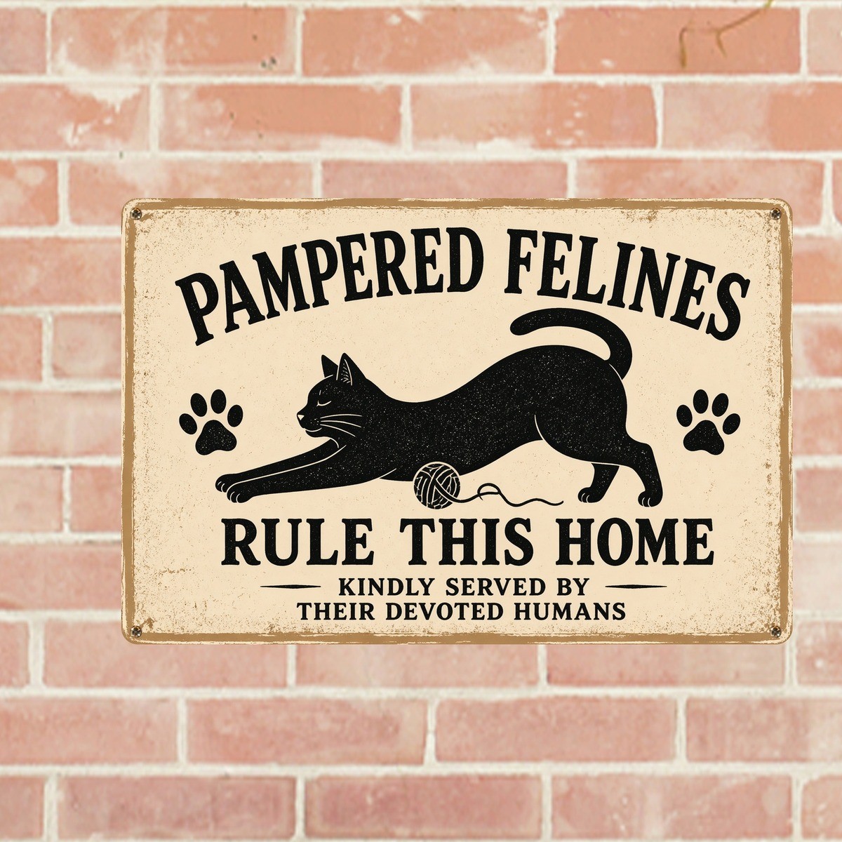Spoiled Cats Live Here Sign Rustic Wood Style Metal Tin Wall Art 8x12
