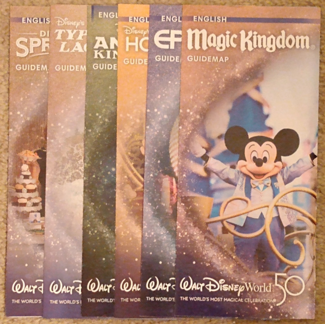 Brand New Disney World 50th Anniversary Theme Park Maps - Rare Collectibles