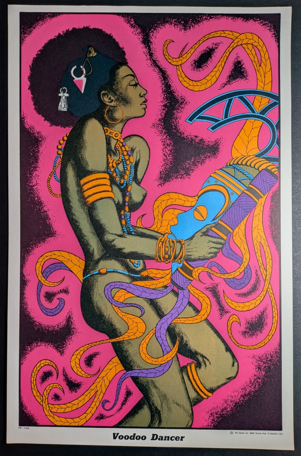 Vintage 1977? Voodoo Dancer Blacklight Small 17x11 Poster