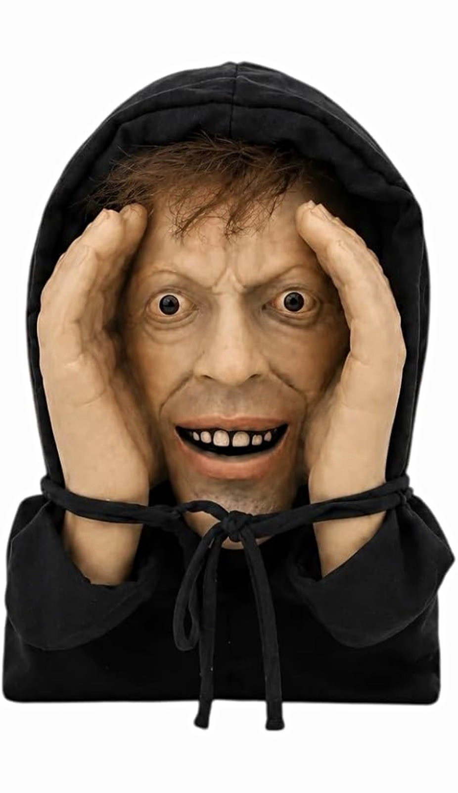Creepy Realistic Halloween Window Prop Hooded Face Hands Fabric Plastic Black