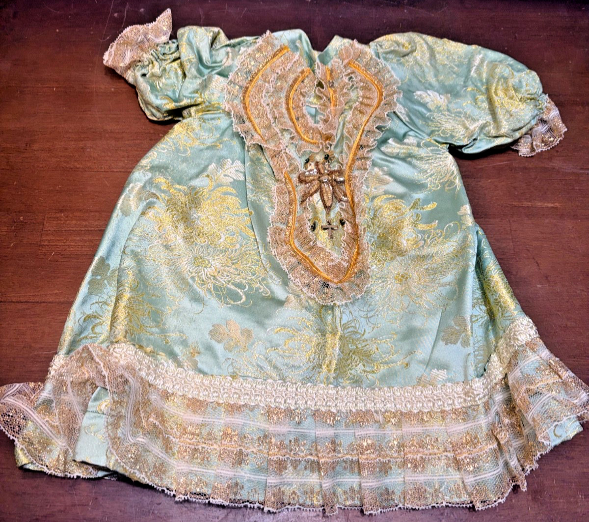 Vtg Infant Of Prague Vestment 16” Handmade pink Gown Dress  Roman Catholic