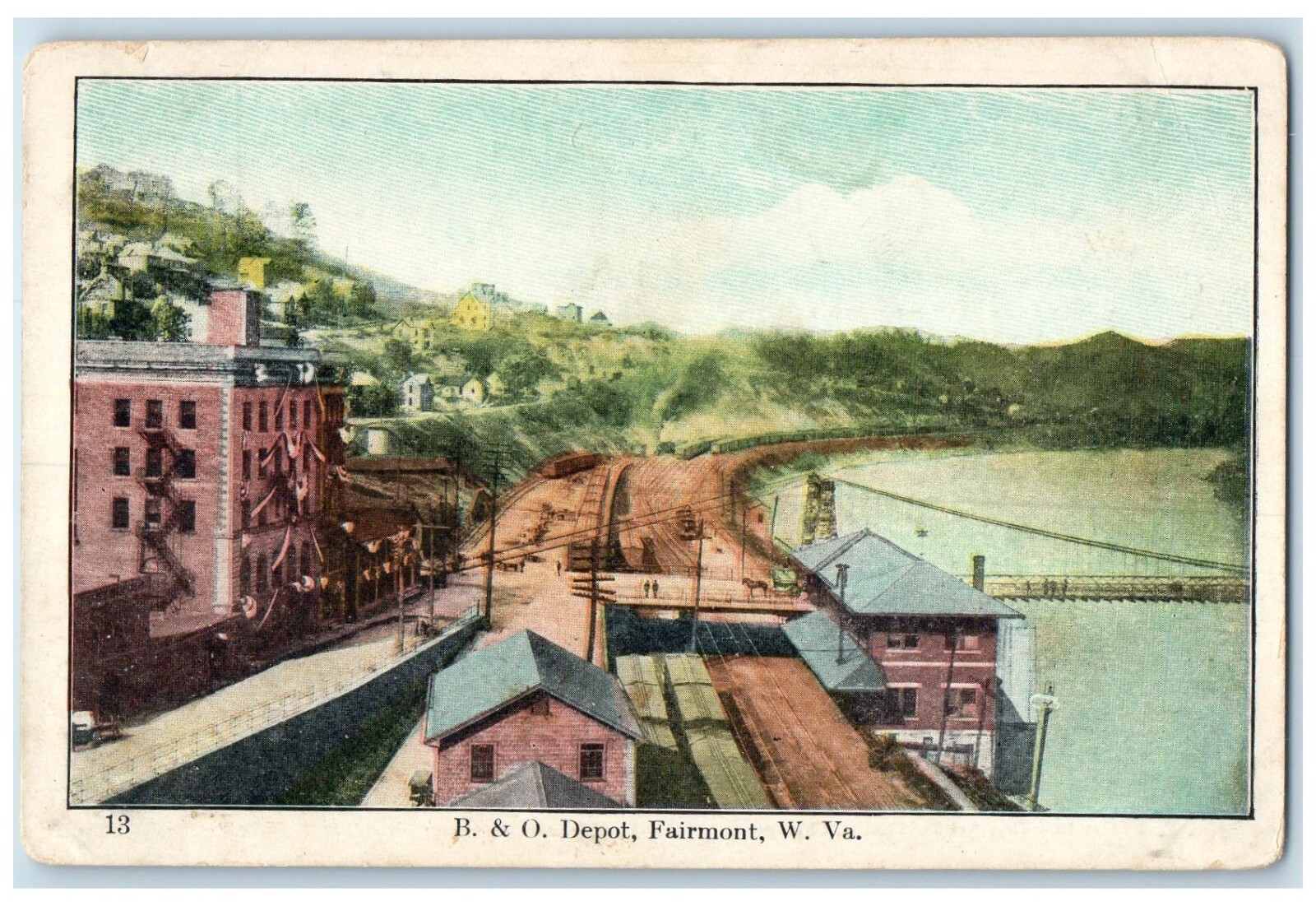 c1910\'s View Of B & O Depot Fairmont West Virginia WV Unposted Antique Postcard