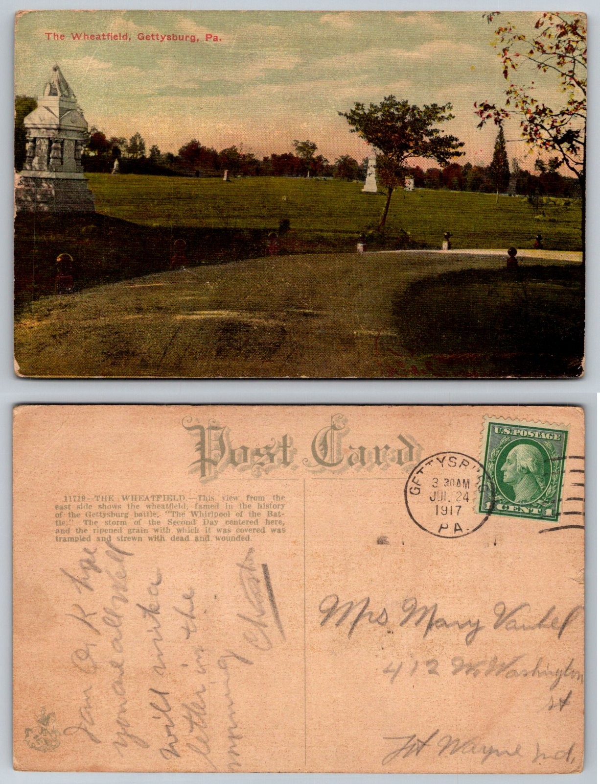 The Wheatfield Gettysburg Pennsylvania Civil War Postcard
