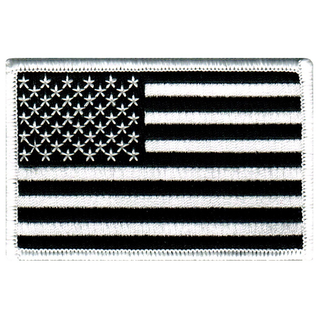 AMERICAN FLAG PATCH embroidered iron-on US BLACK WHITE MILITARY United States