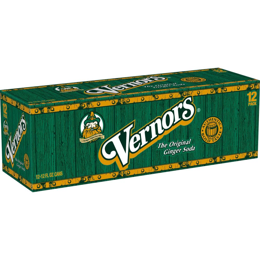 12 Pack Vernors Ginger Ale - The Original Ginger Soda - Classic - 12oz Cans ଇ