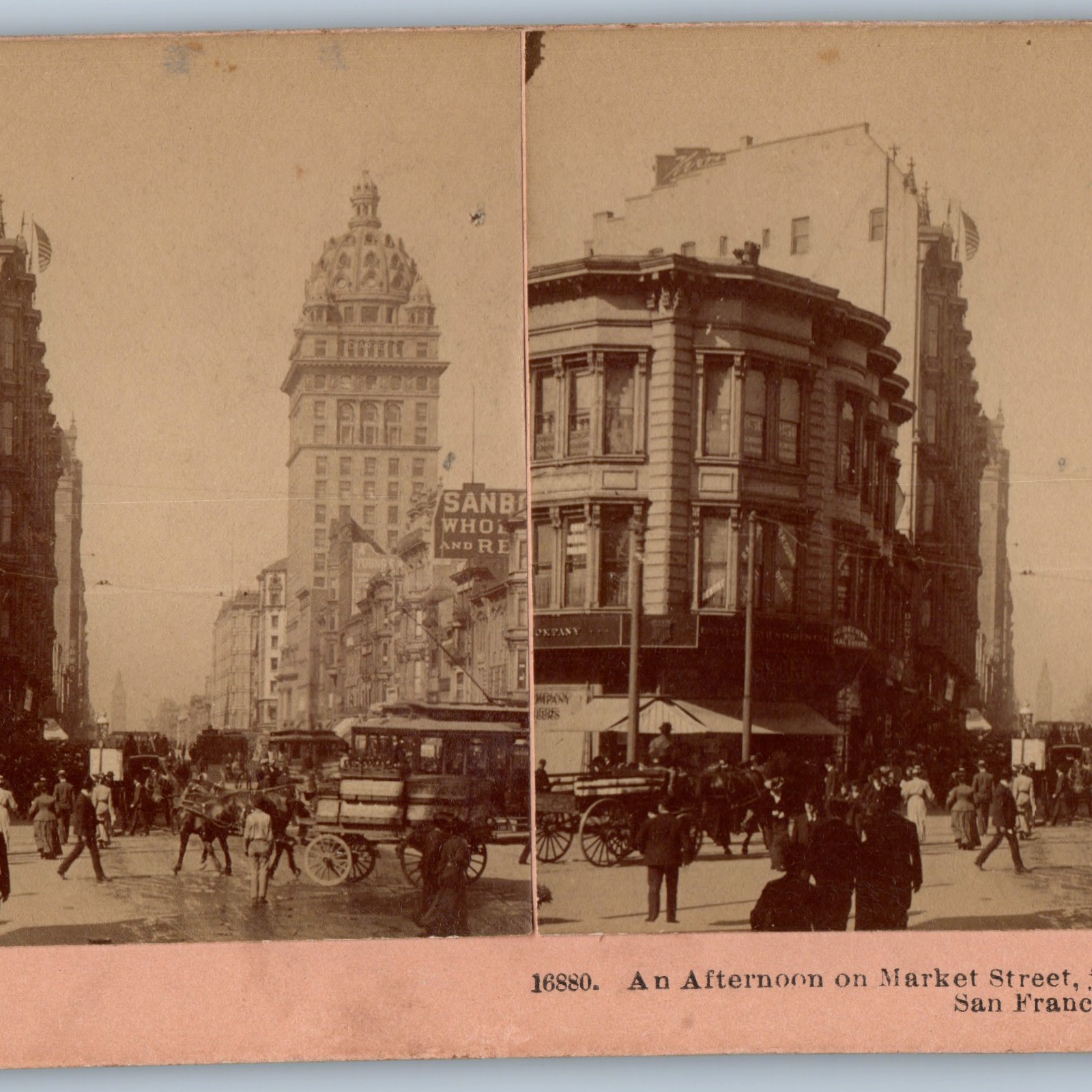 Vtg 1906 San Francisco Market Street Stereoview Call Building Pre-Earthquake SF