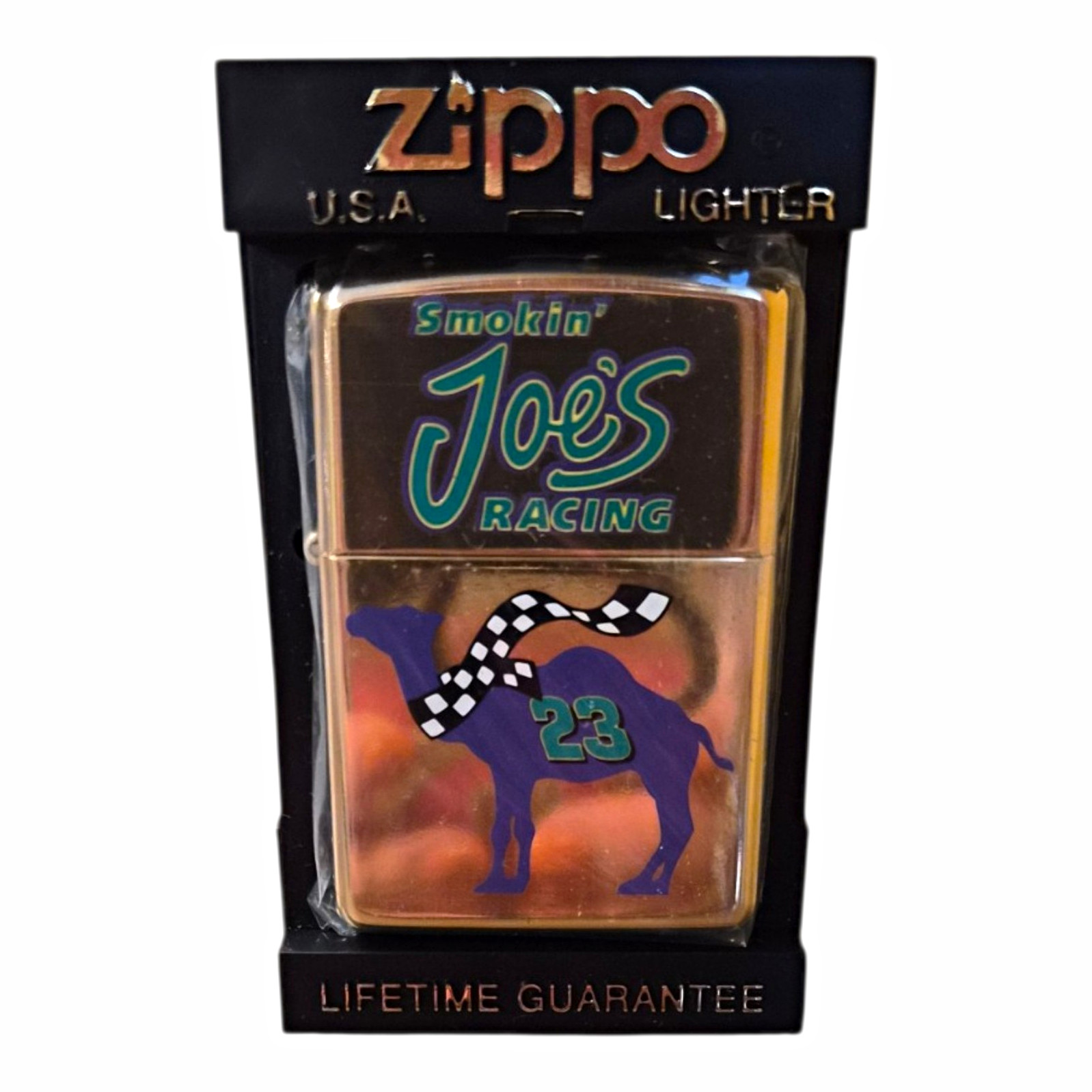 Vintage Camel Smokin Joe's Racing #23 Brass Zippo Lighter New Sealed w/ Case